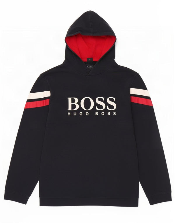 Pulover cu glugă grafic pentru bărbați Hugo Boss, 2XL, bumbac colorblock, albastru bleumarin