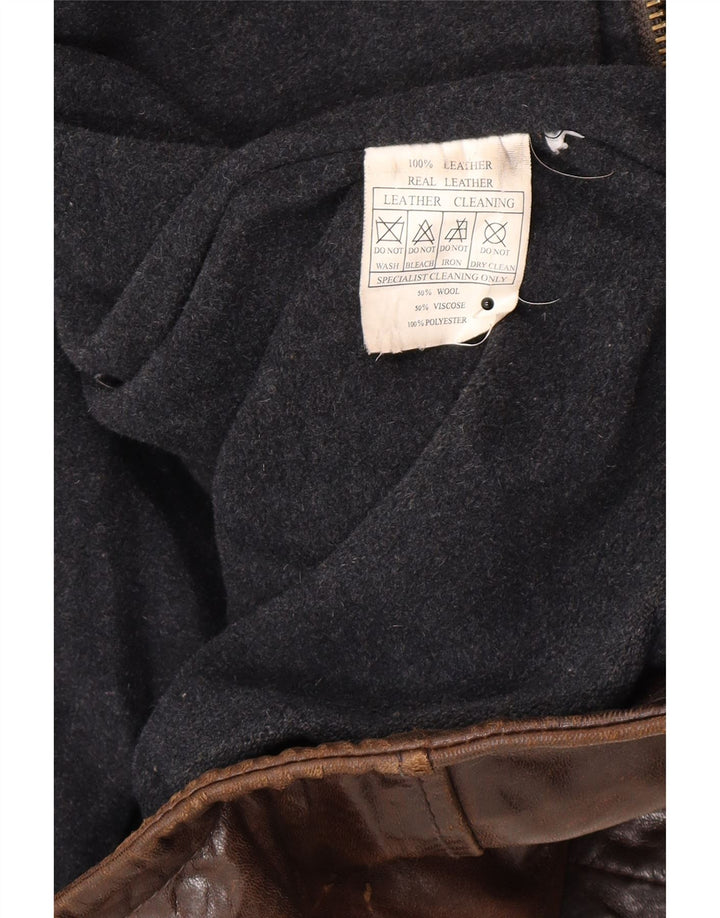 Jachetă din piele vintage pentru bărbați IT 54 2XL din piele maro