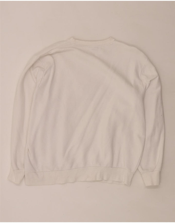 ELLESSE Pulover cu grafic supradimensionat pentru femei UK 8 Bumbac alb mic