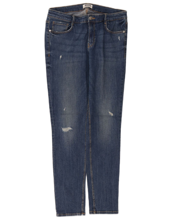 Blugi skinny distressed pentru femei Zara EU 44 XL W34 L30 Albastru