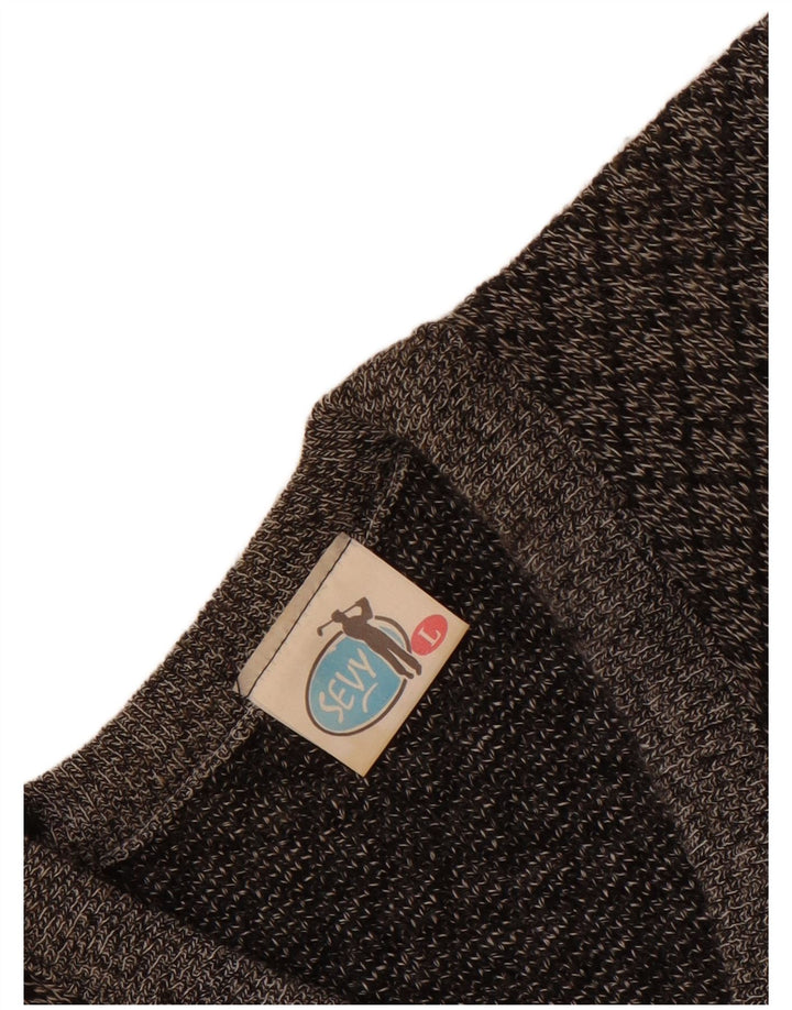 Pulover vintage pentru bărbați cu decolteu în V, mare, gri geometric, acrilic