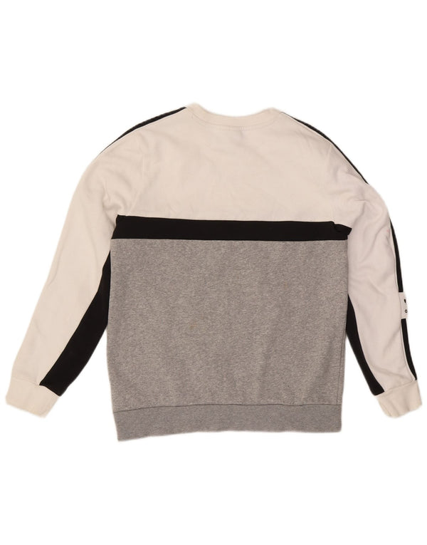 Pulover cu grafic pentru băieți Adidas 13-14 ani, bumbac color bloc alb