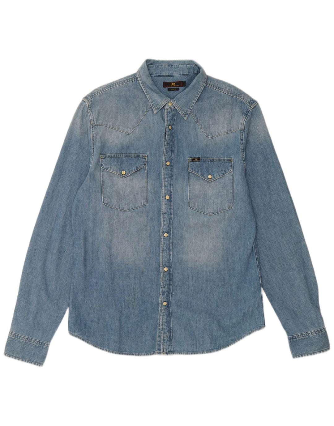 Cămașă Lee pentru bărbați, slim, din denim, mare, albastru, bumbac