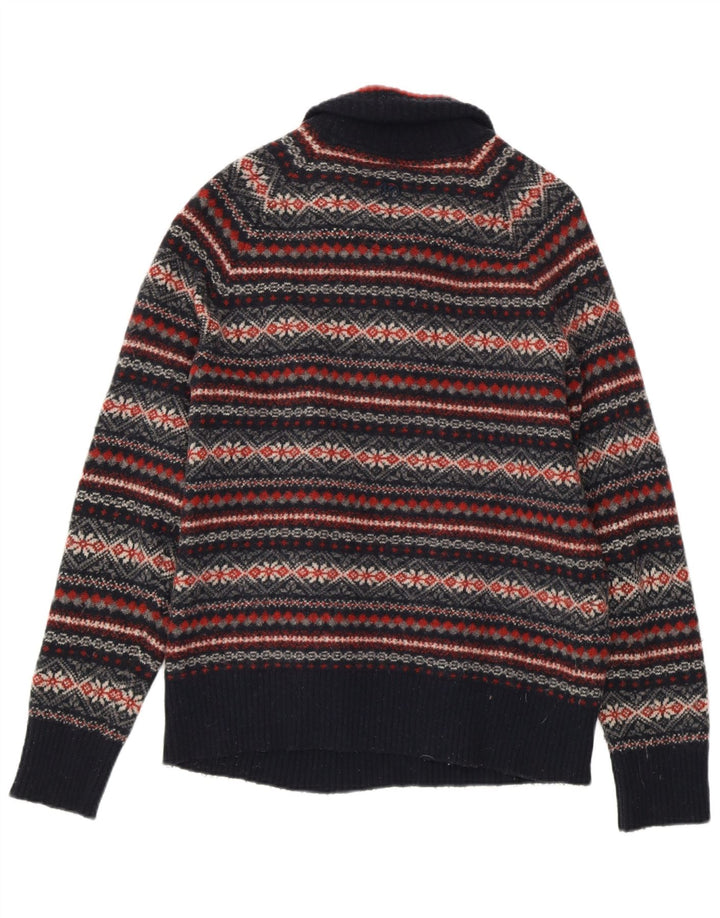 FAT FACE Pulover pentru femei cu fermoar și gât UK 14 Medium Bleumarin Fair Isle