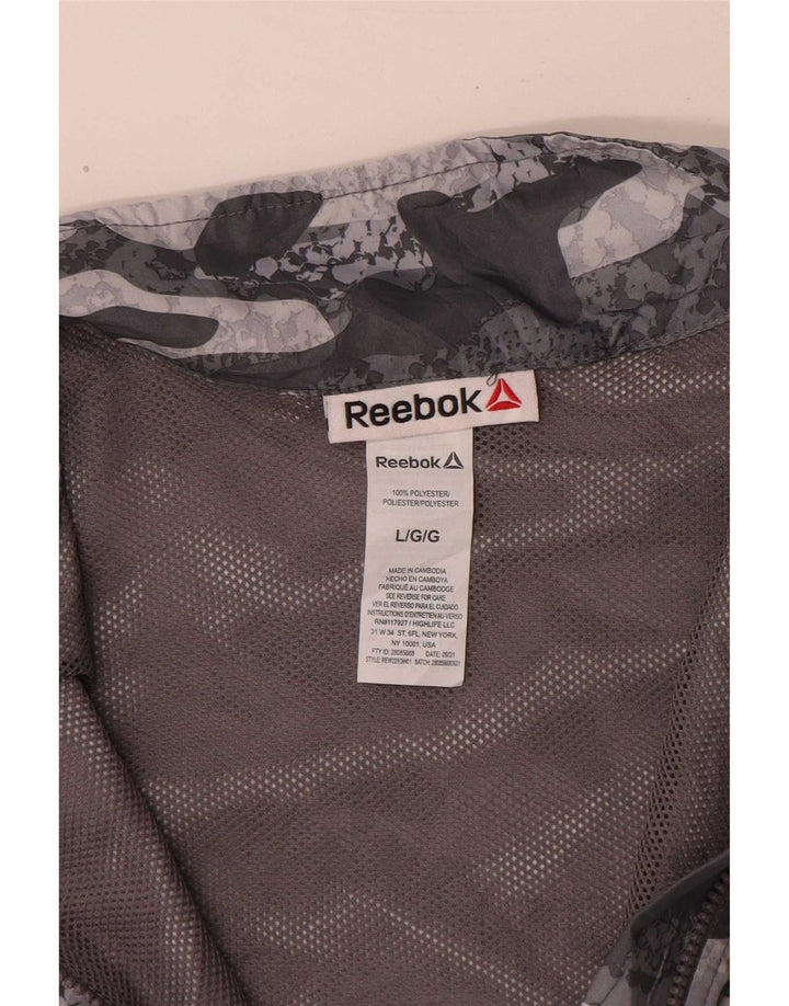 Top de trening Reebok pentru femei cu pulover supradimensionat UK 16, camuflaj mare, gri