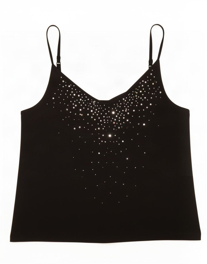 Marks & Spencer Crop Cami Top pentru femei UK 14 Medium Black Viscose