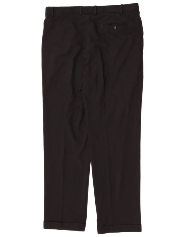 Pantaloni de costum obișnuiți pentru bărbați Marks & Spencer L38 L33 Poliester negru