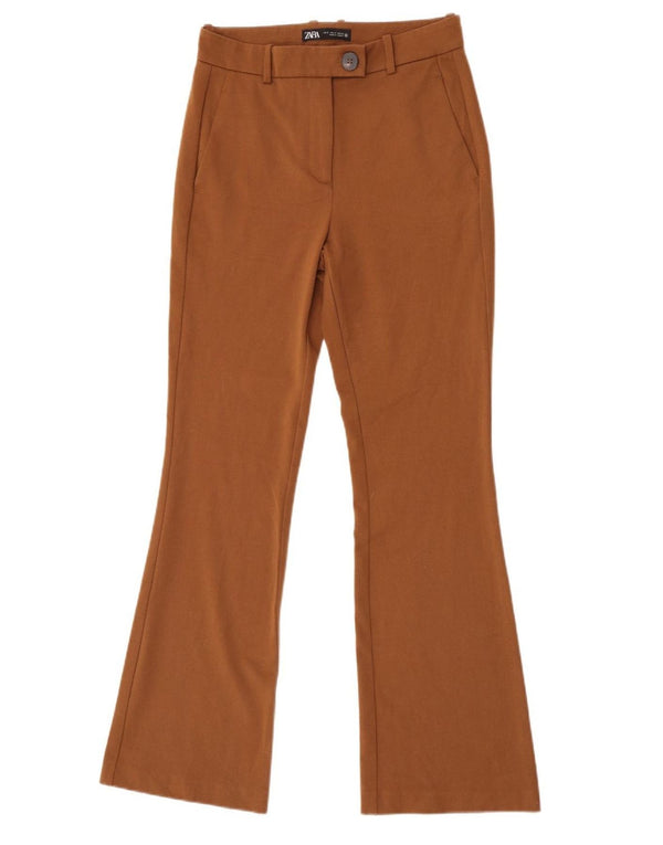 Pantaloni chino Flare pentru femei Zara Mici L26 L32 Maro Poliester