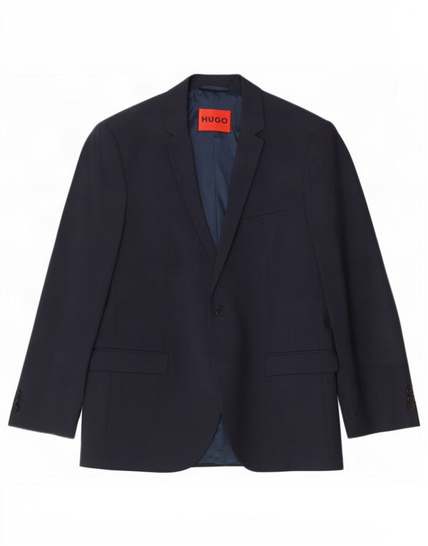 Blazer pentru bărbați Hugo Boss cu 2 nasturi UK 54 2XL Lână virgină bleumarin