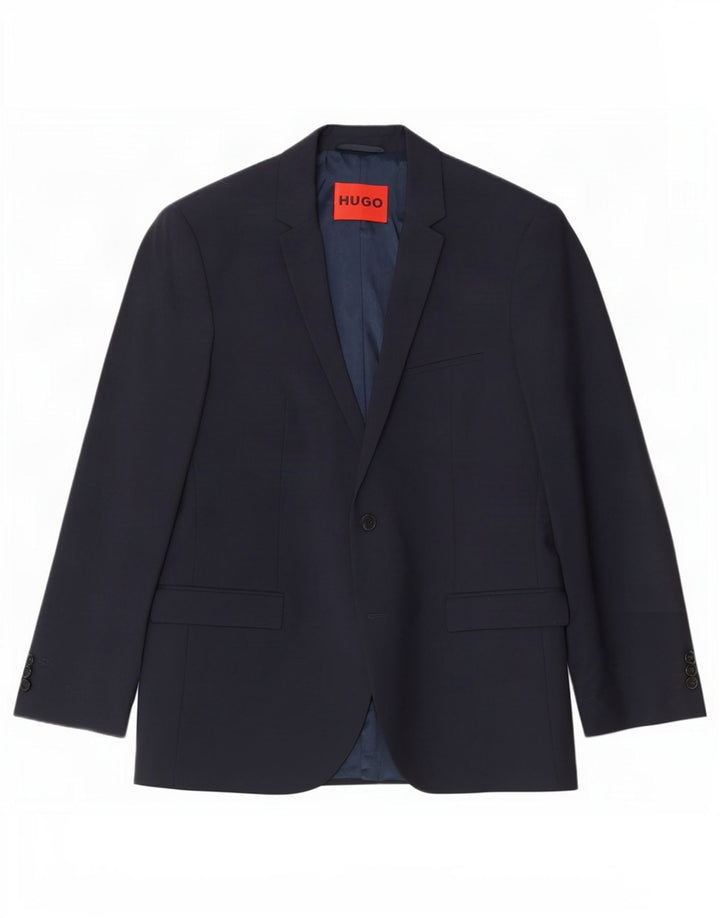 Blazer pentru bărbați Hugo Boss cu 2 nasturi UK 54 2XL Lână virgină bleumarin