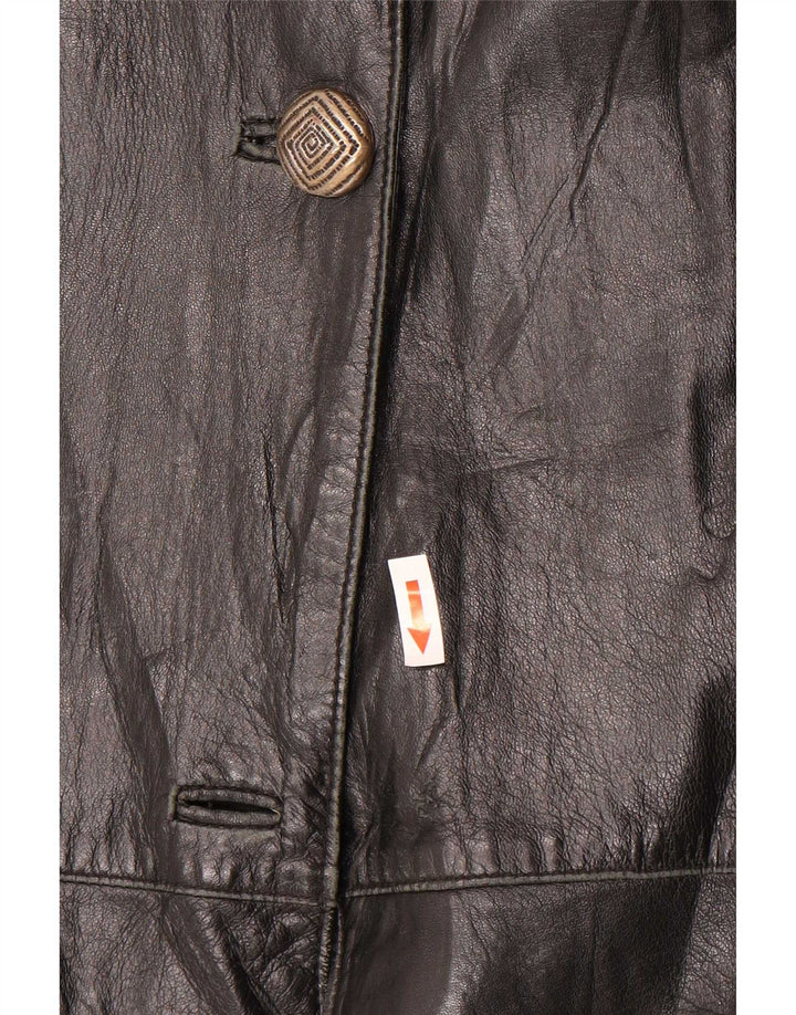 Palton supradimensionat din piele vintage pentru femei IT 46 mare negru