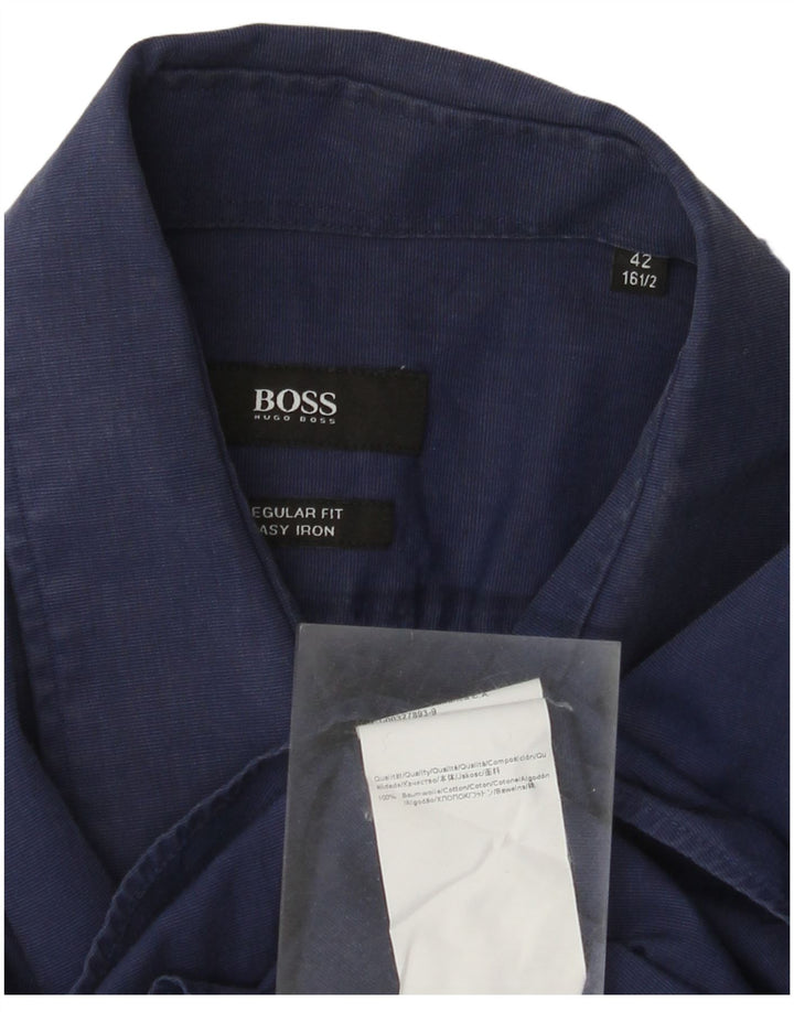 Cămașă pentru bărbați Hugo Boss Regular Fit Mărimea 41 Mare Bumbac bleumarin