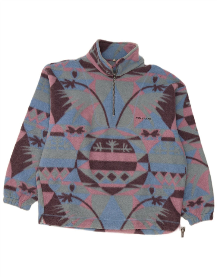 Pulover vintage pentru bărbați, cu fermoar și gât, din lână, mare, multicolor, Fair Isle
