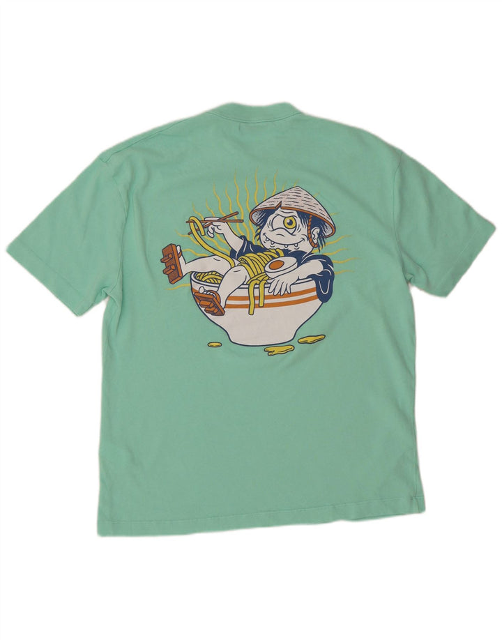 Tricou grafic pentru bărbați Zara Top din bumbac verde mediu