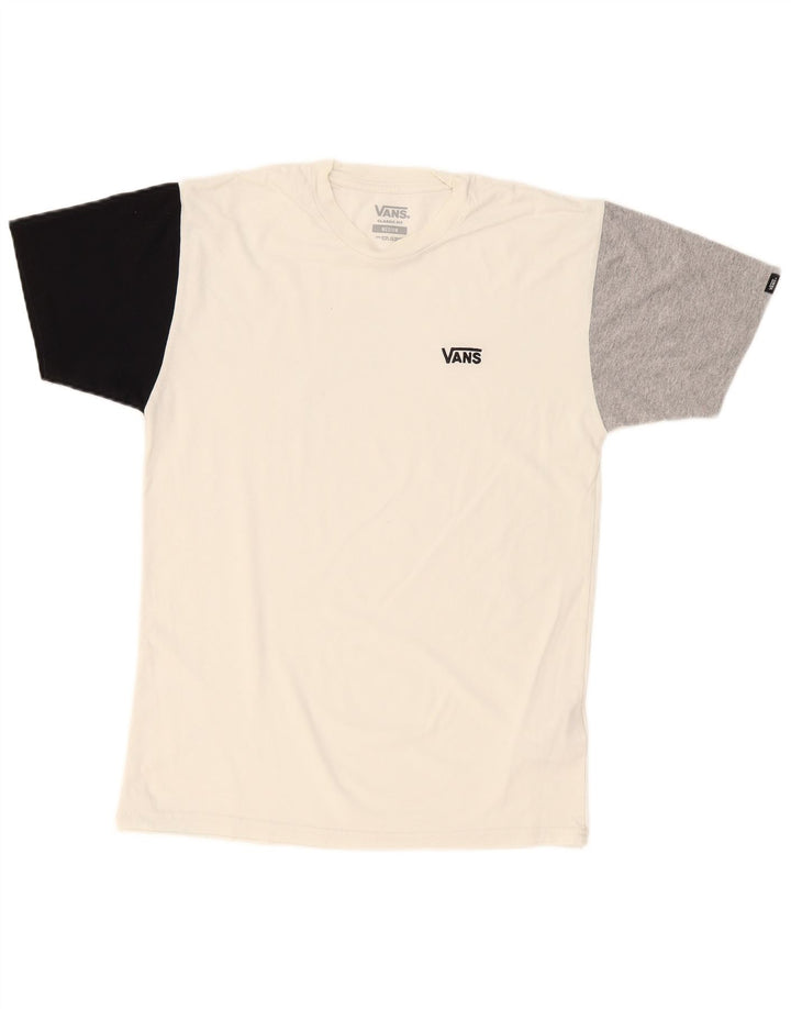 Tricou Vans Classic Fit pentru bărbați Top mediu alb din bumbac color bloc