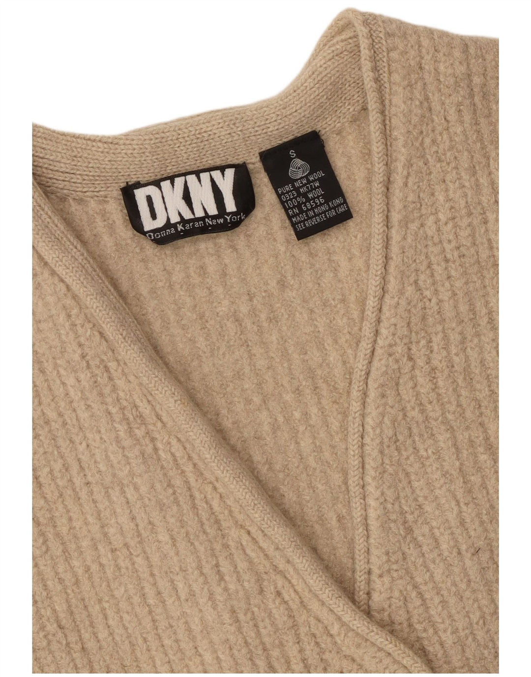 Pulover cardigan supradimensionat pentru femei Dkny UK 10 mic bej lână