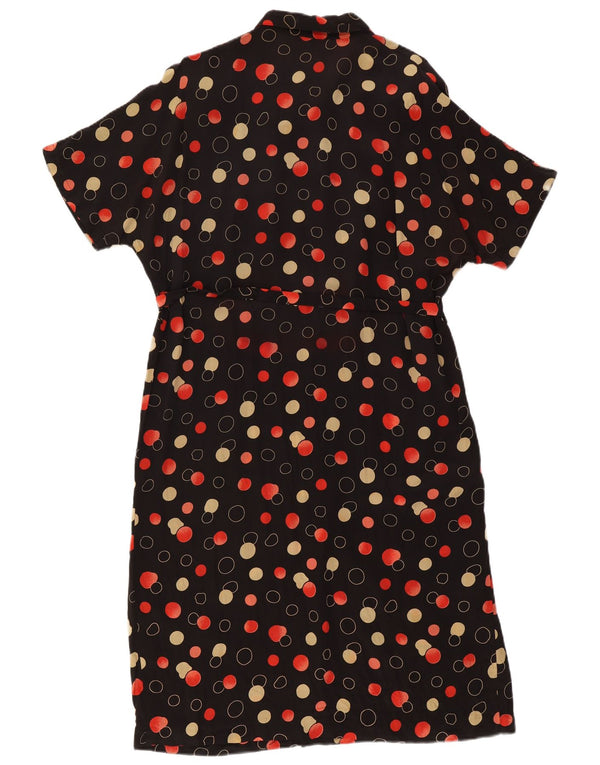 Rochie cămașă supradimensionată pentru femei vintage cu mâneci scurte UK 16, mare, cu pete negre