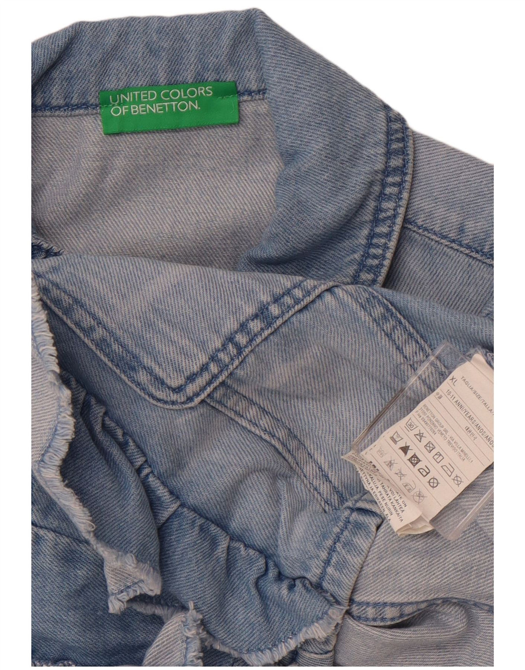 Gilet Benetton Fete Crop Denim 10-11 Ani XL Bumbac Albastru