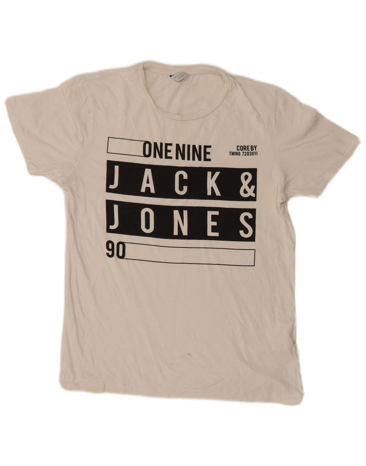 Tricou cu grafic Jack & Jones pentru bărbați Top mediu din bumbac alb