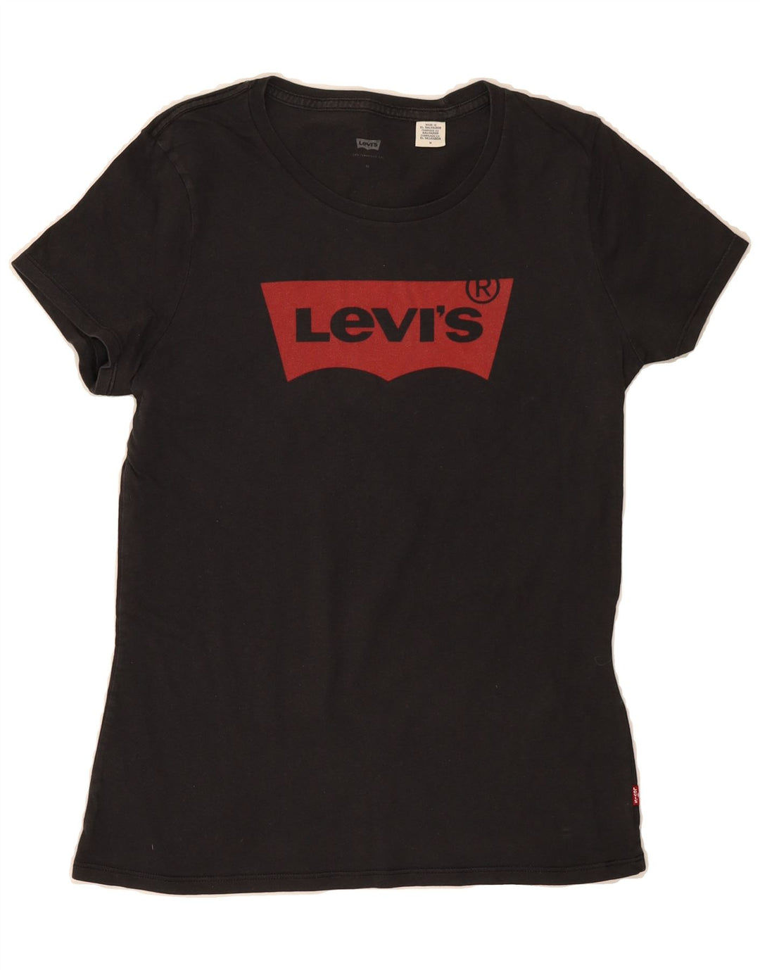 LEVI'S Womens Graphic T-Shirt Top UK 12 Medium Black Cotton Vintage Levi's and Second-Hand Levi's from Messina Hembry 