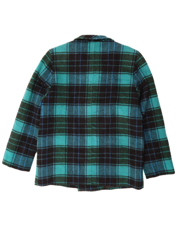 Jachetă vintage pentru bărbați cu două piepturi, UK 44 2XL, lână în carouri albastre