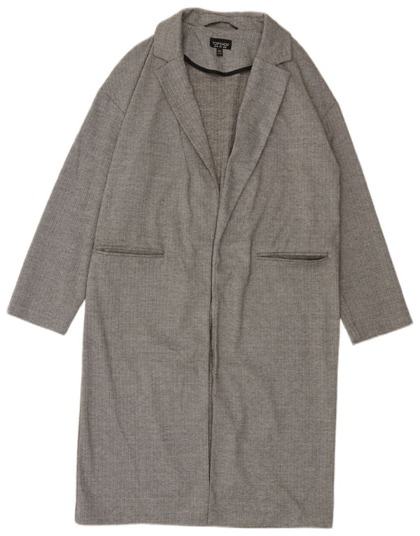 Topshop pardesiu supradimensionat deschis pentru femei UK 10 Small Grey Herringbone