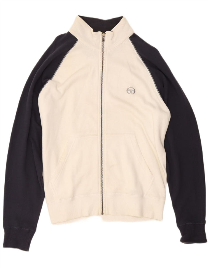 Sergio Tacchini Trening pentru bărbați Jachetă de top, mare, albă, color bloc din bumbac