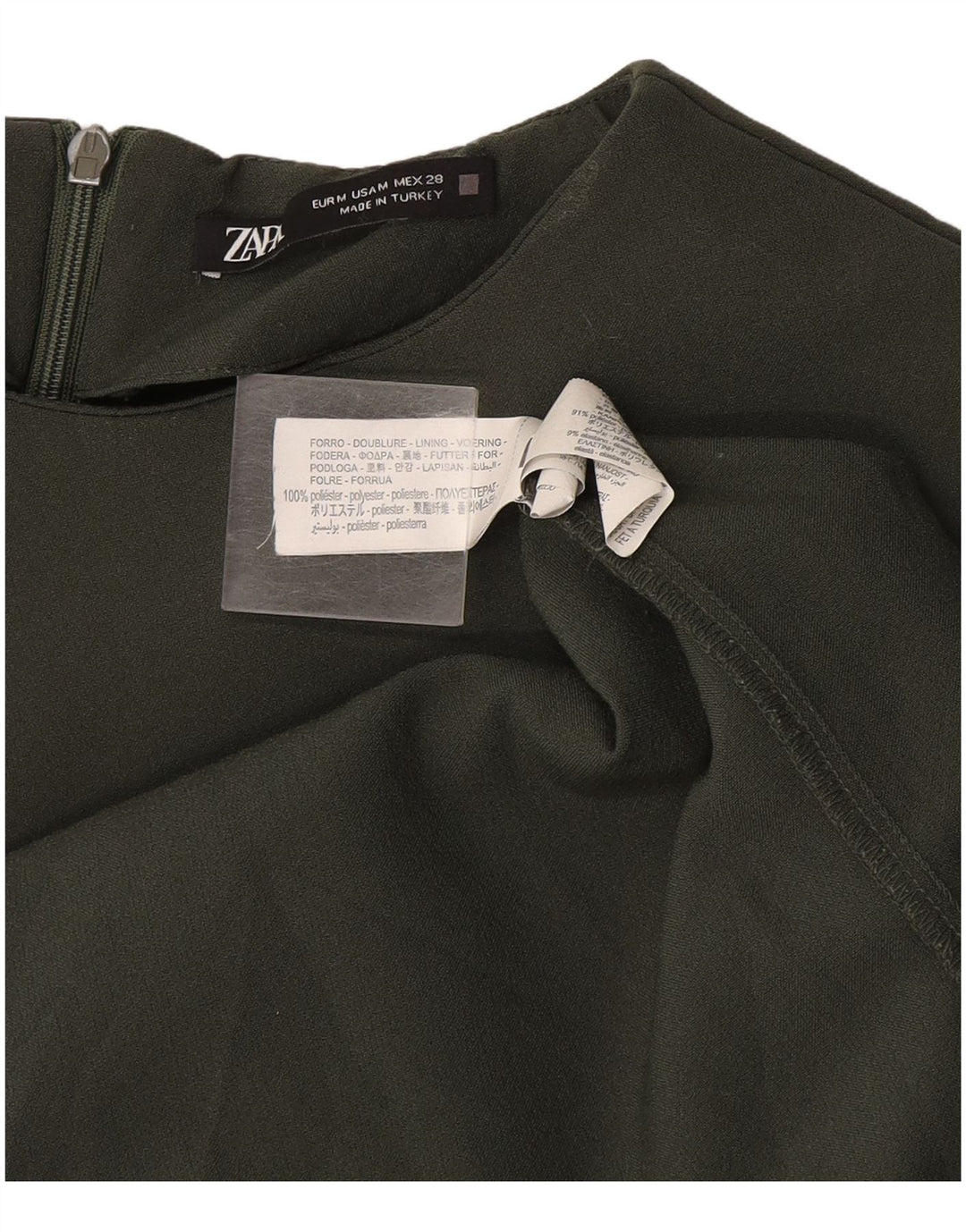 Rochie teacă fără mâneci pentru femei Zara UK 12 Poliester kaki mediu