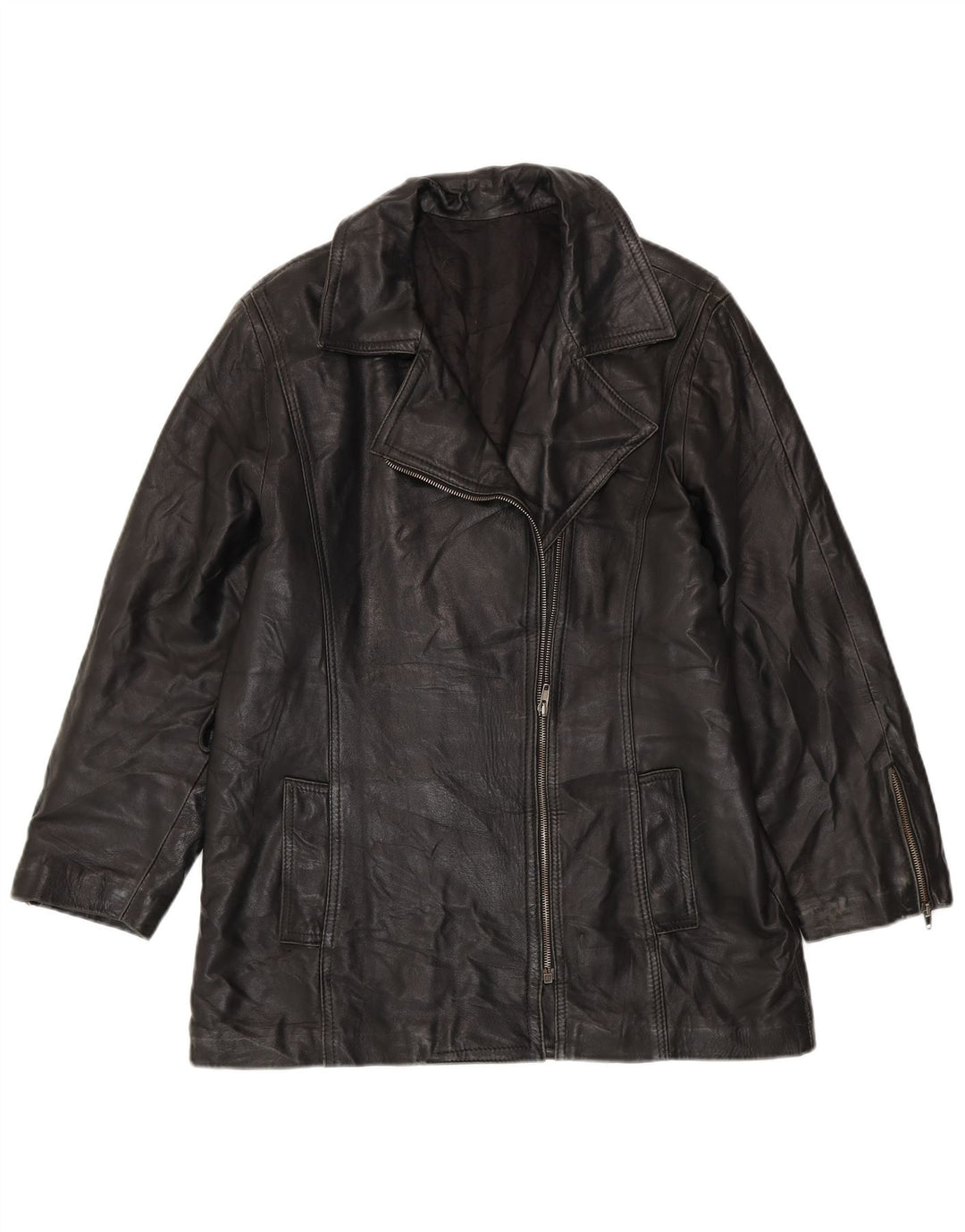 Jachetă de piele supradimensionată pentru femei VINTAGE UK 10 Small Black