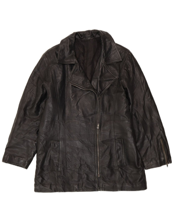 Jachetă de piele supradimensionată pentru femei VINTAGE UK 10 Small Black