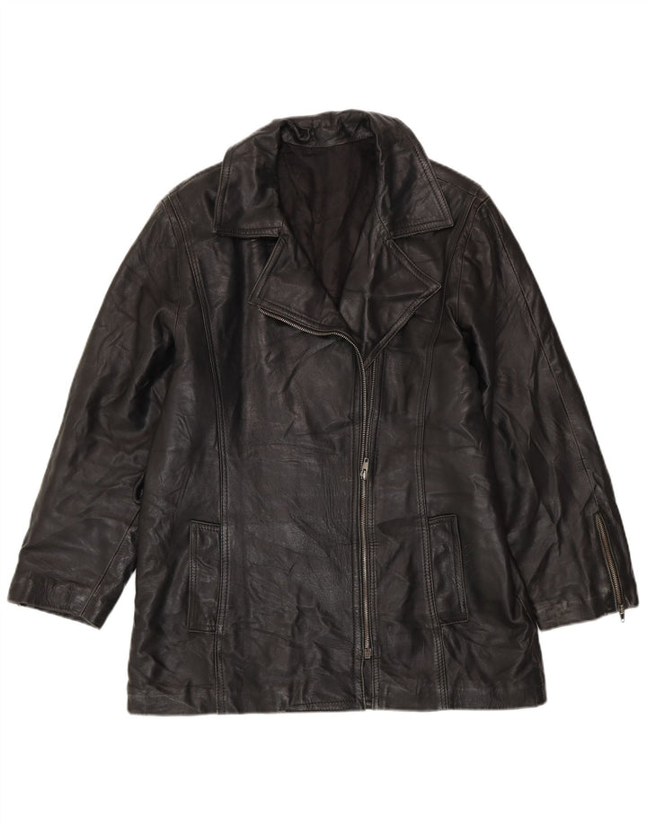 Jachetă de piele supradimensionată pentru femei VINTAGE UK 10 Small Black