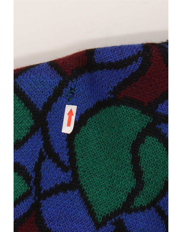 Pulover cardigan vintage pentru femei cu model abstract, UK 18 XL, multicolor