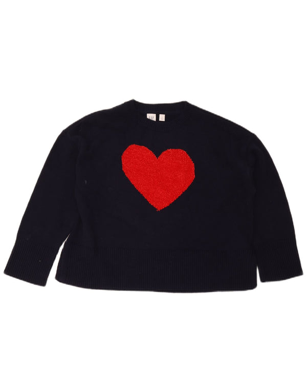 Gap Fete Pulover cu decolteu rotund cu grafică 11-12 ani XL Bleumarin Inimă
