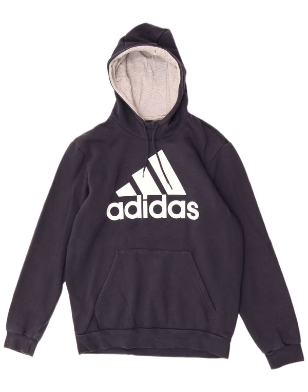 Pulover Adidas pentru bărbați cu glugă grafic UK 44/46 mare bumbac bleumarin