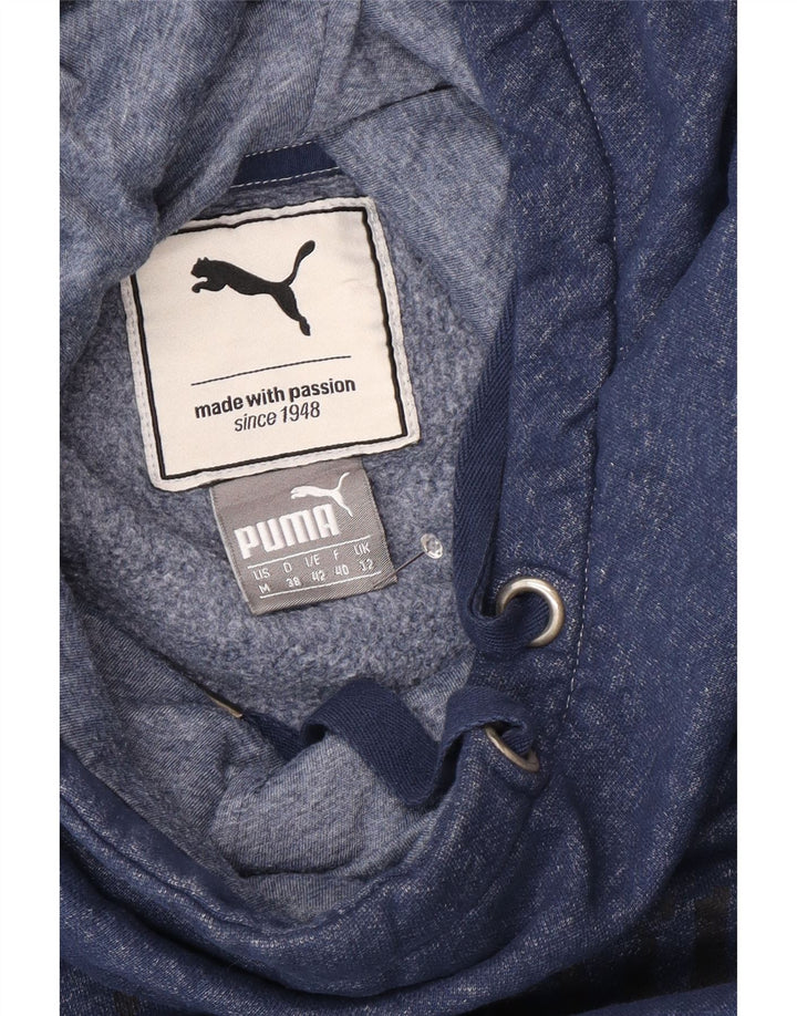 PUMA Womens Oversized Hoodie Jumper UK 12 Medium Navy Blue Flecked