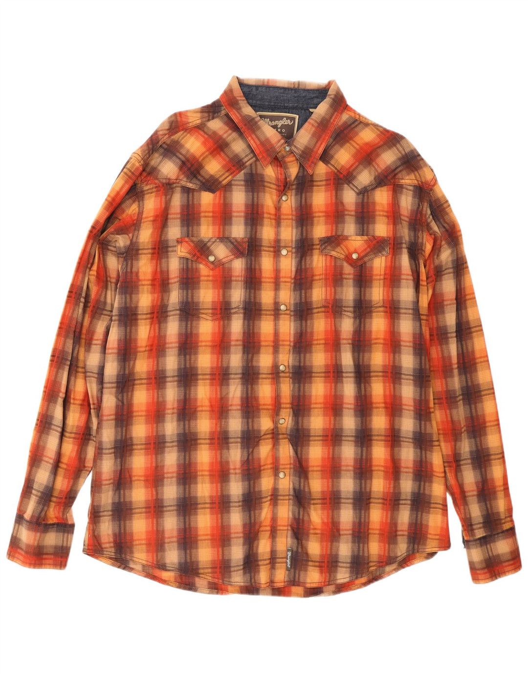 Cămașă retro pentru bărbați Wrangler 2XL, bumbac cu carouri maro
