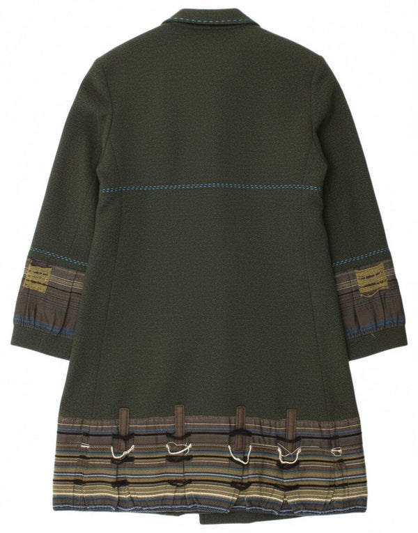 Pardesiu vintage pentru femei UK 14, mare, verde, cu dungi din acetat