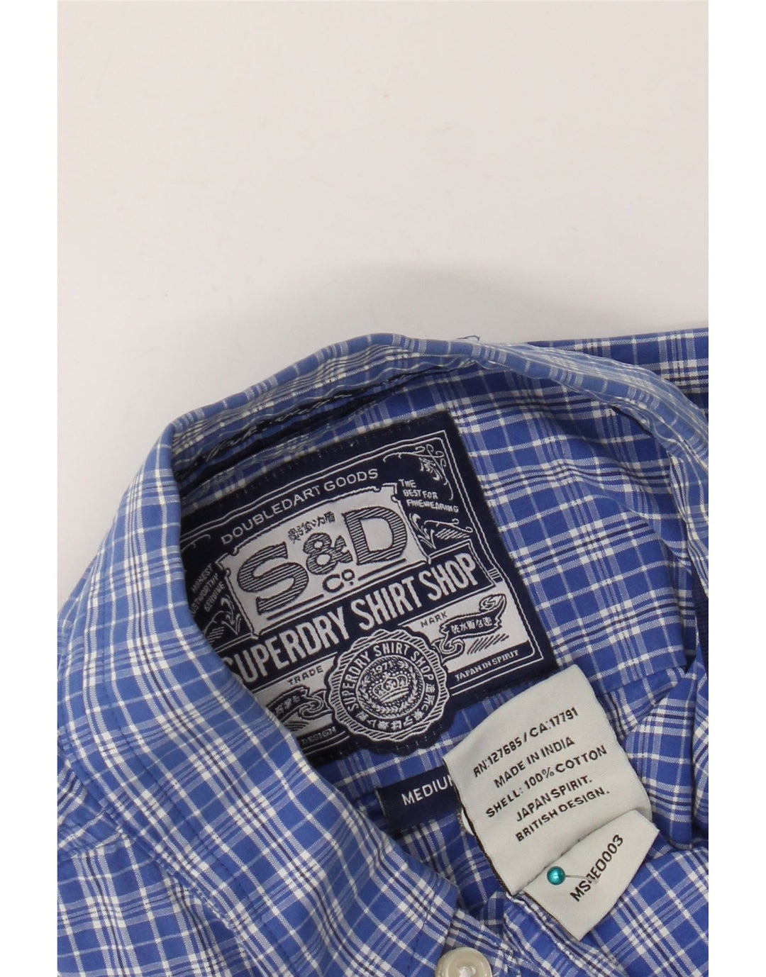 Cămașă pentru bărbați Superdry, bumbac cu carouri albastru mediu