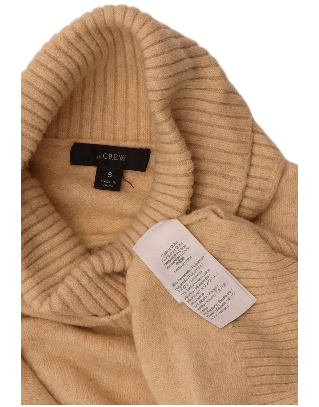 J. CREW Pulover supradimensionat cu gât rulat pentru femei UK 10 Mic Bej