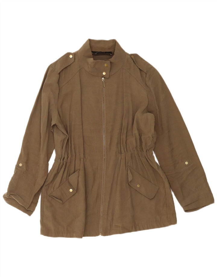 Jachetă militară Zara pentru femei UK 14 Medium Khaki Viscose