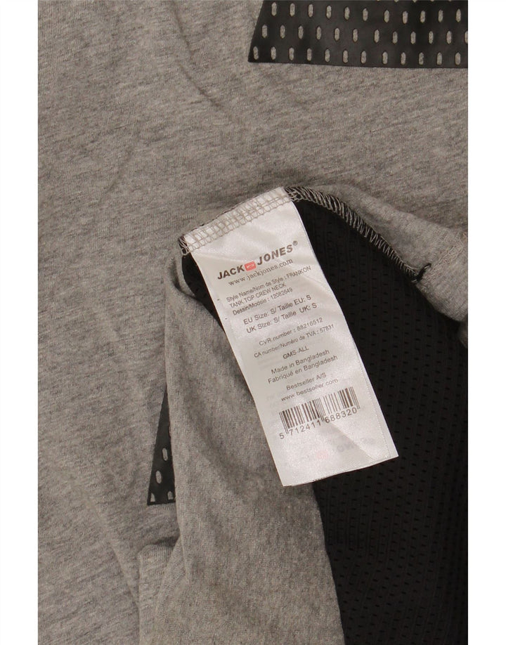 Vestă cu grafică Jack & Jones pentru bărbați, bumbac cu pete mici, gri