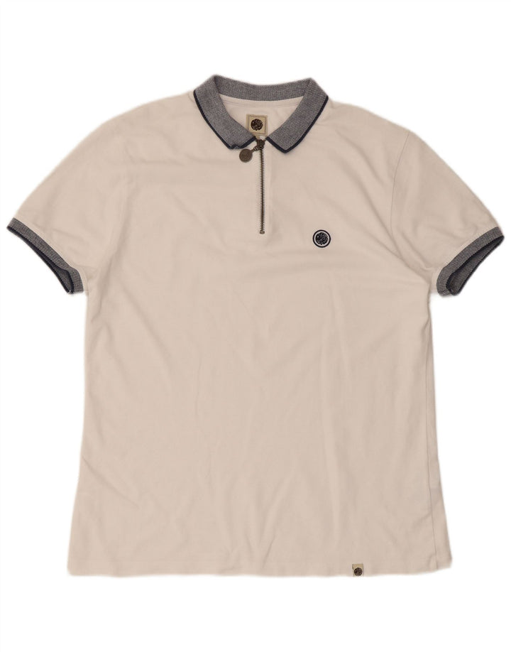 Tricou polo rugby pentru bărbați Pretty Green, bumbac alb mediu