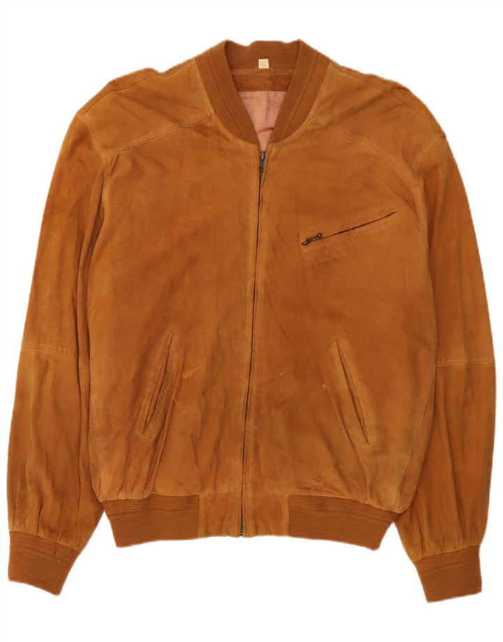 Jachetă Bomber Vintage pentru bărbați din piele intoarsa IT 54 2XL din piele maro