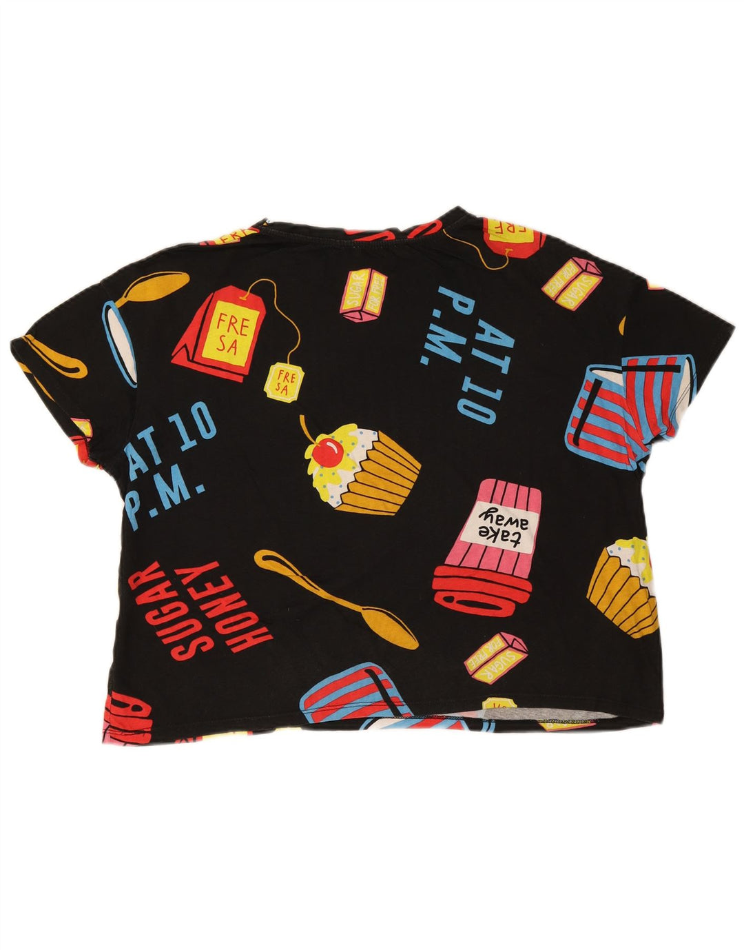 Tricou cu grafic supradimensionat pentru femei Zara UK 14 Medium Negru