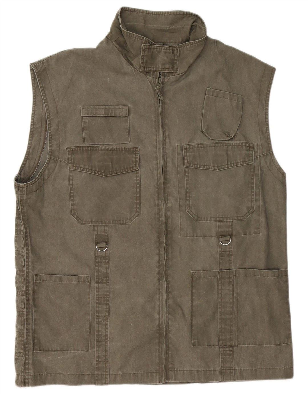 Beyond Mens Utility Gilet UK 44 2XL Kaki Bumbac