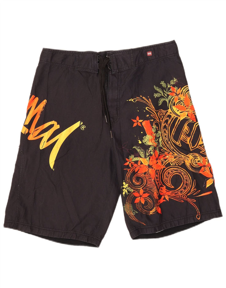 Pantaloni scurți de înot cu grafic pentru bărbați Animal Mediu, negru, floral, poliester