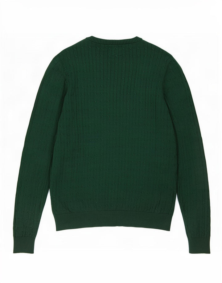 Pulover vintage pentru bărbați cu gâtul turnat, bumbac verde mediu