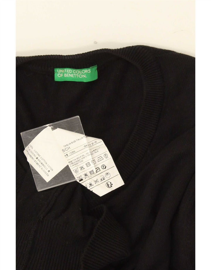 Pulover cu decolteu în V Benetton pentru bărbați, bumbac negru mic