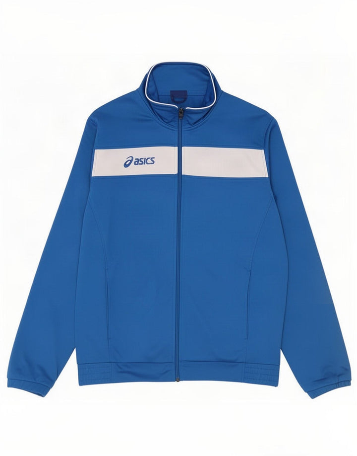 Jachetă de top pentru trening grafic Asics pentru bărbați, albastru mediu, poliester color bloc
