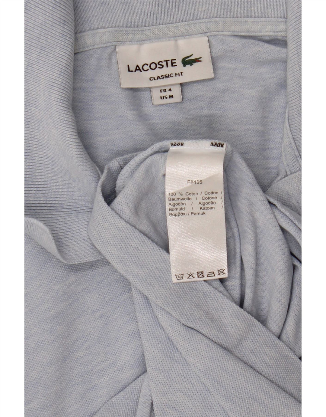 Tricou polo Lacoste pentru bărbați, cu ajustare clasică, mărimea 4, bumbac cu pete albastru mediu
